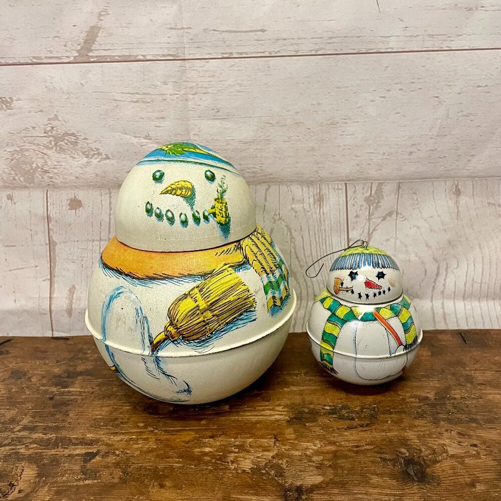 Vintage Snowman Tins: Roly Poly Snowman and Hallmark Ornament